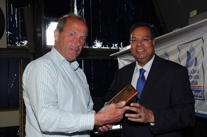 Kees Groenenboom and Rabin Baldewsingh - ORC 3 Municipal Councillor Baldewsingh offers the prize -  RORC North Sea Race 2010 © Diana Bogaards